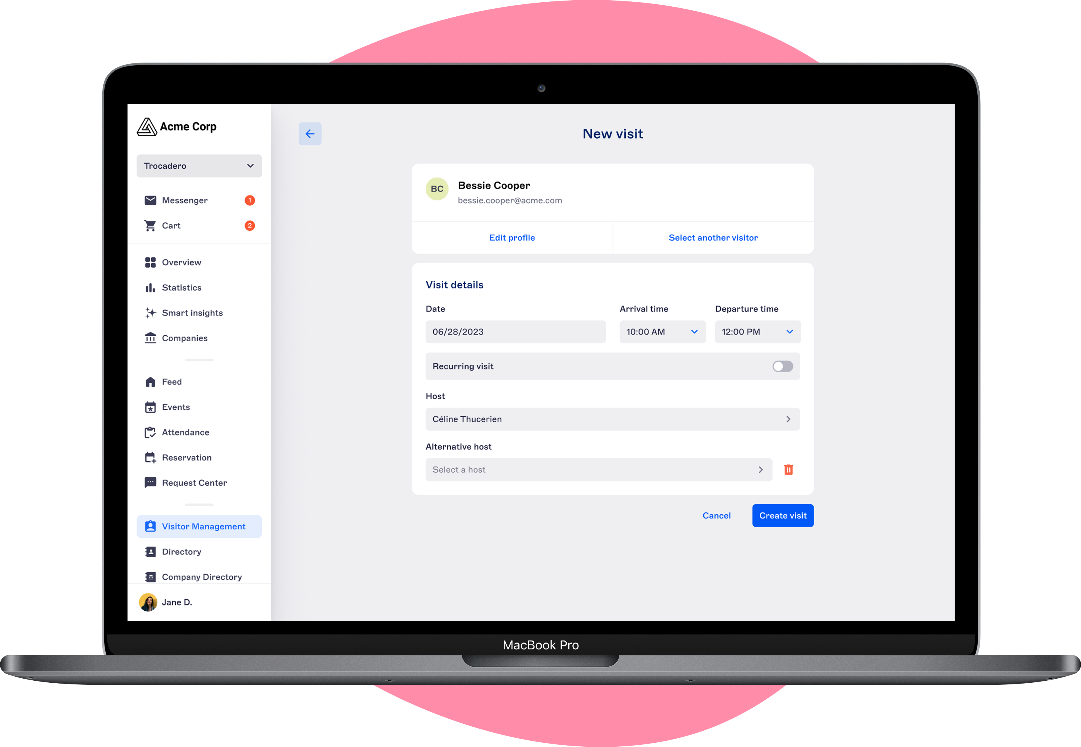 Creating new visit on Witco web app
