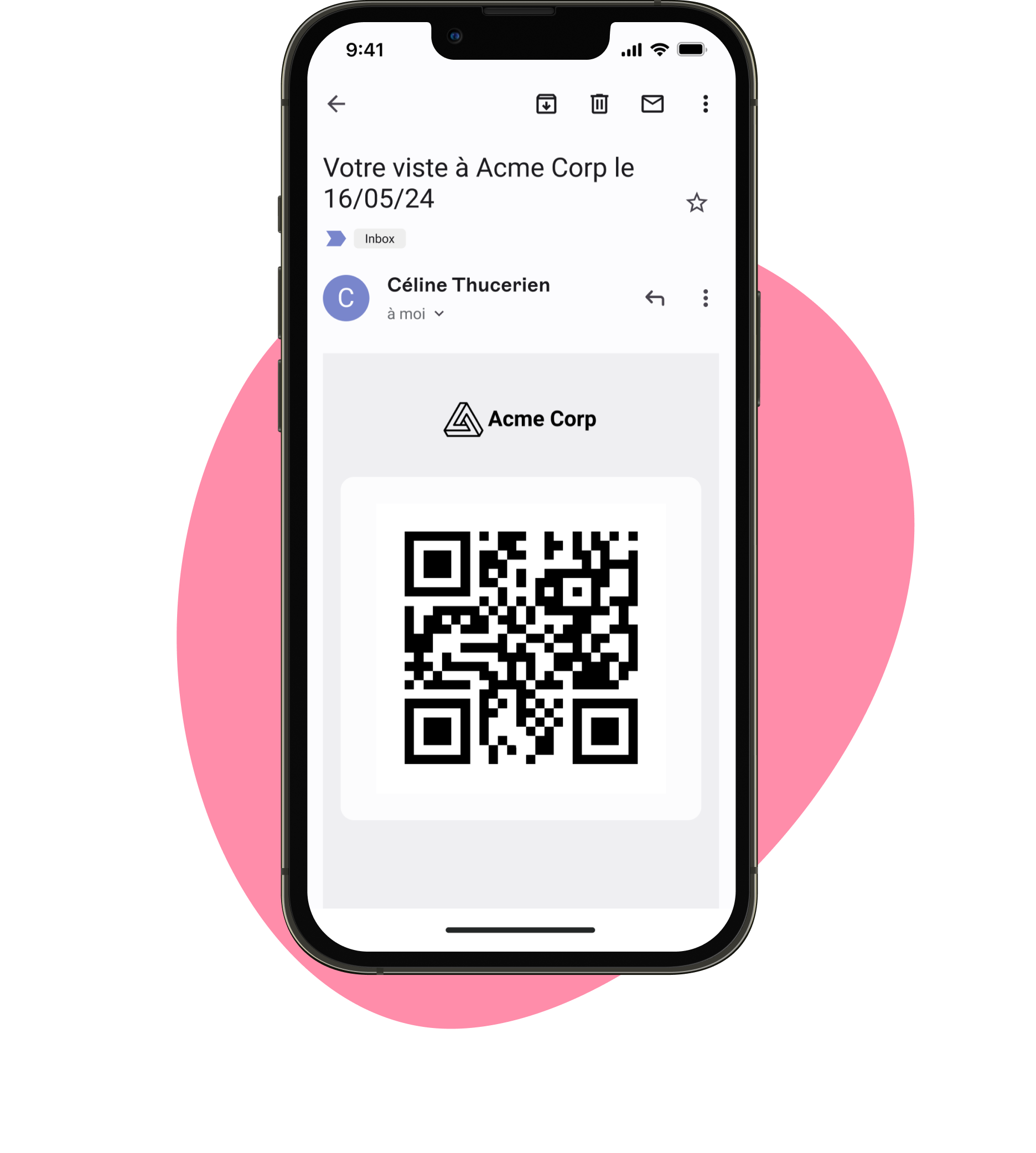 QR code envoyé par email au visiteur