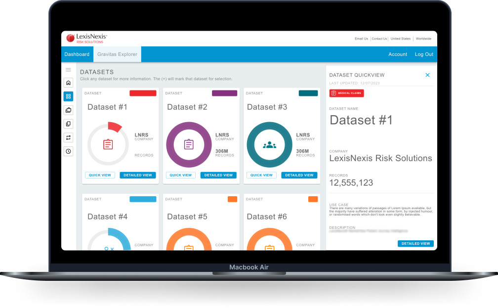 A catalog view of healthcare data.