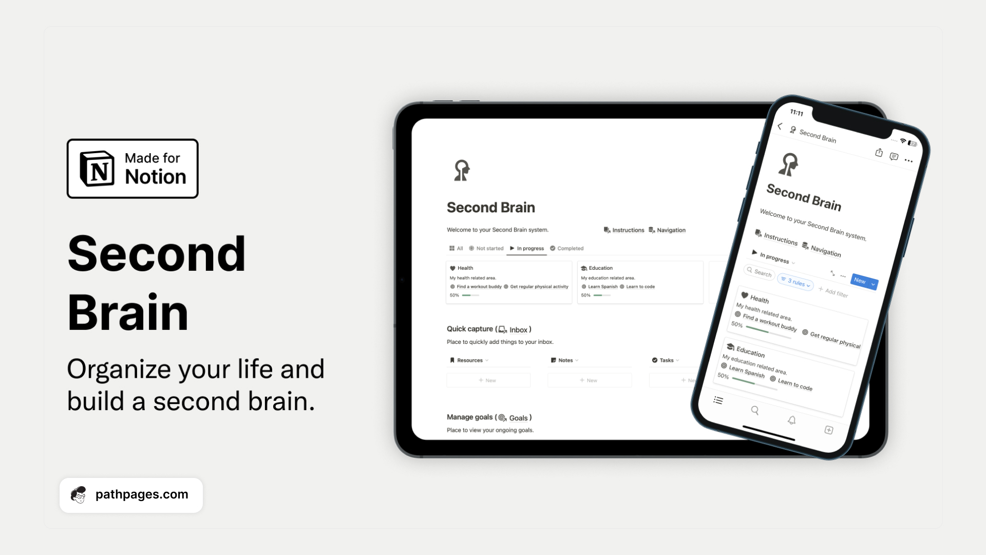 Notion Second Brain in Light Mode