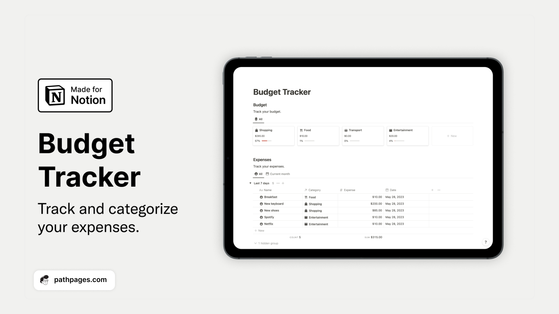 Budget Planning Notion