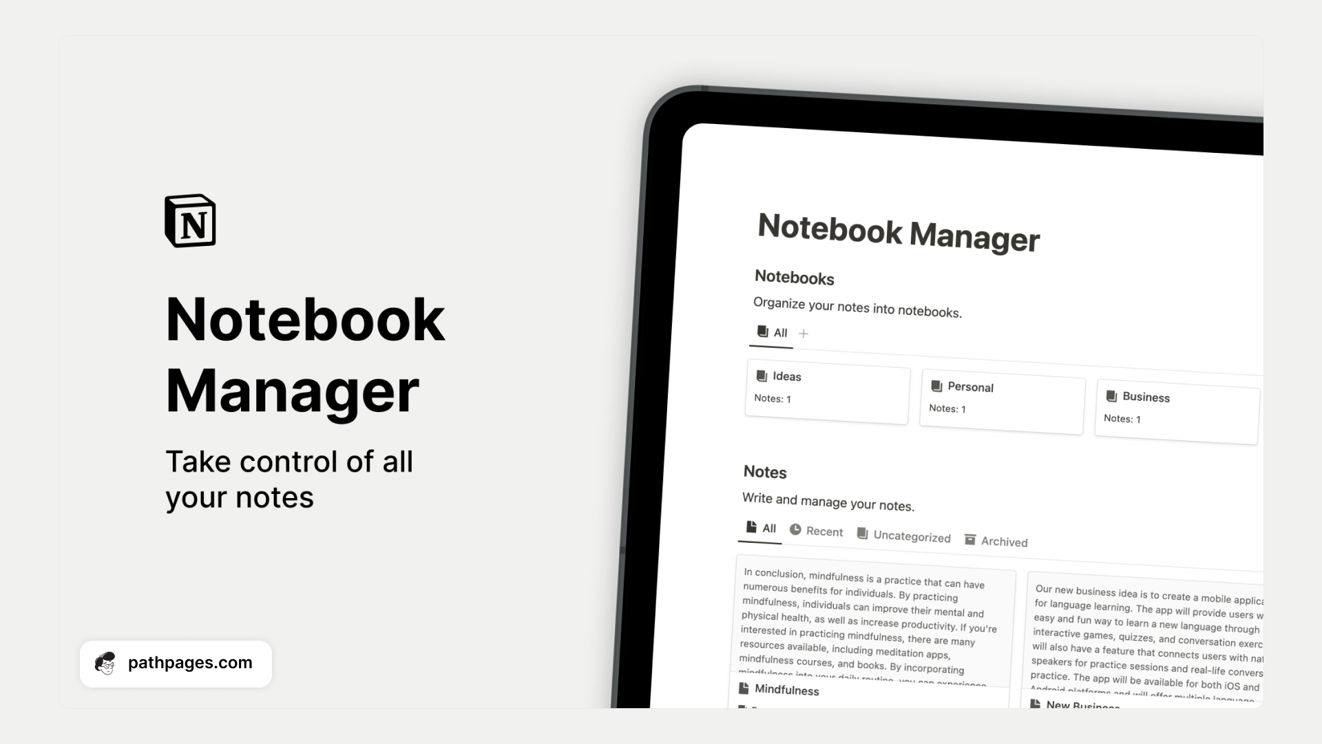 Notion Note Taking Free Template