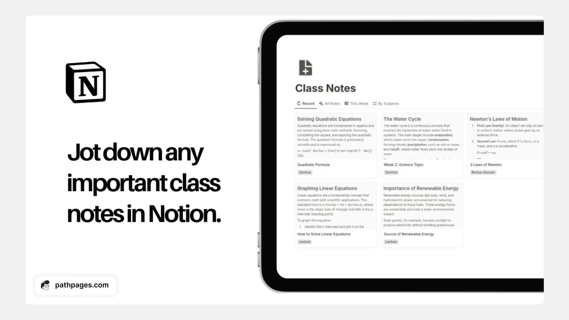 Note Taking Notion Template for Students