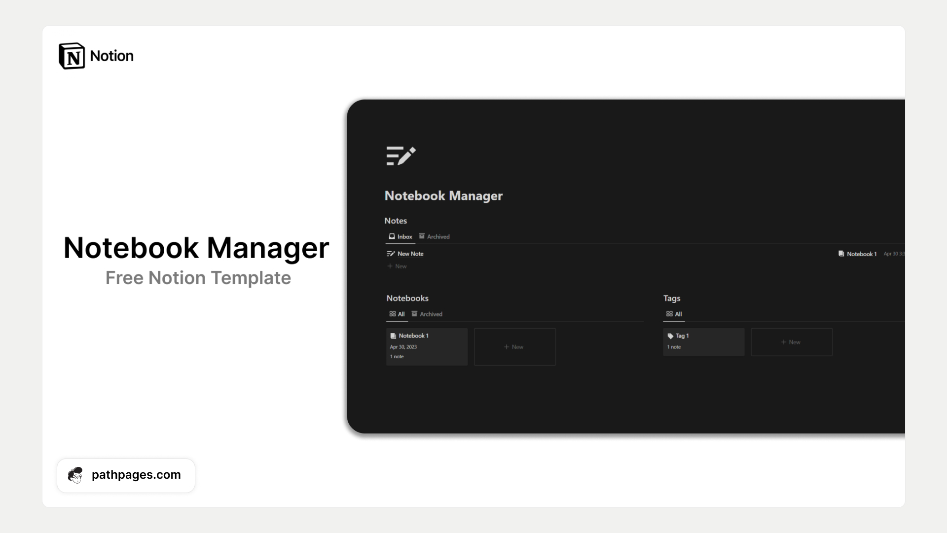 Notebook Manager - Notion Note Taking Template