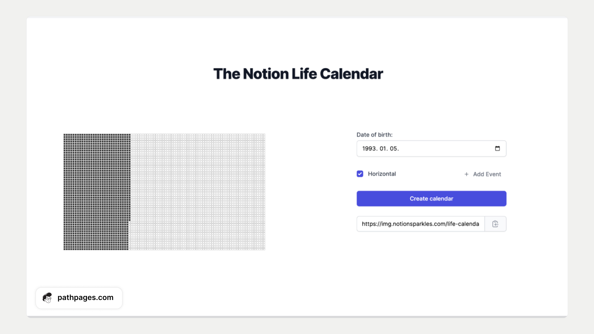 15. Notion Life Calendar Widget