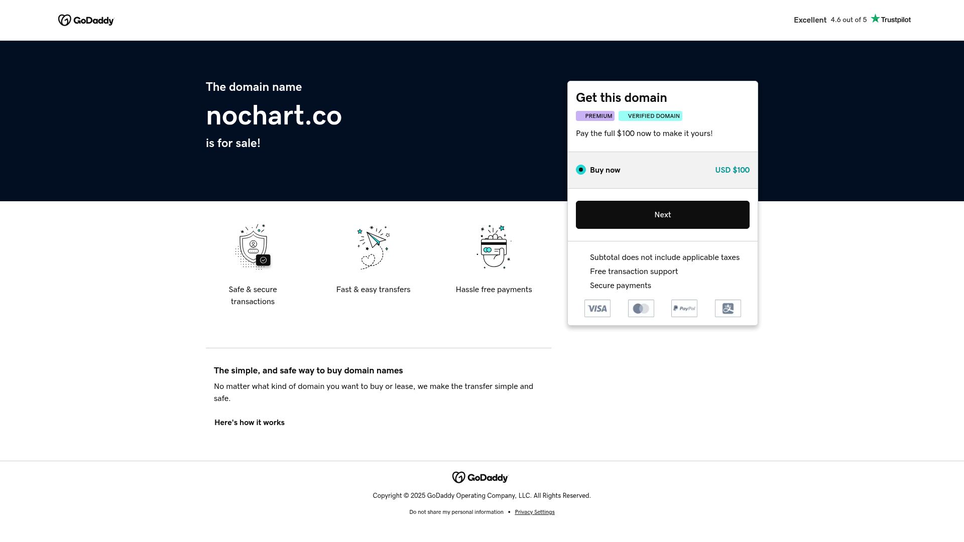 Screenshot of https://nochart.co