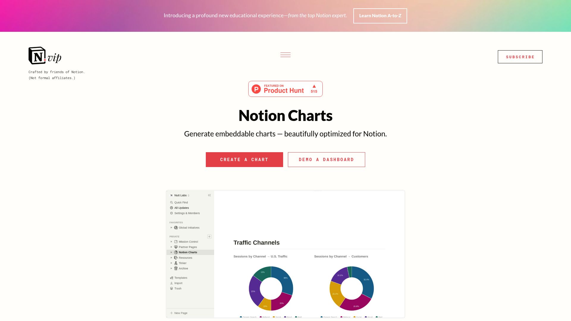Screenshot of https://www.notion.vip/charts