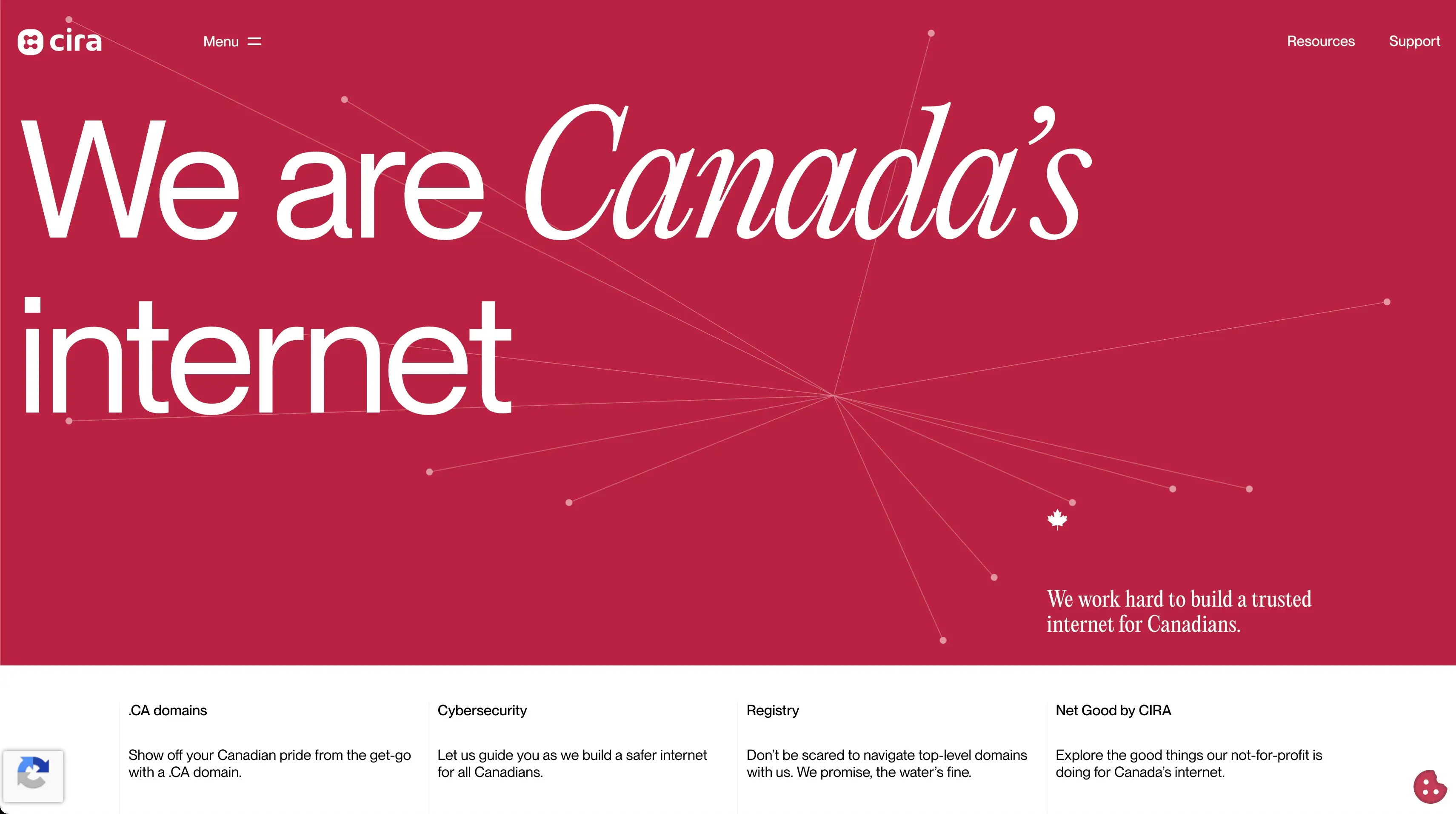 Red & white | Internet infrastructure / nonprofit / tech | Website | Color, Copy, Layout, Type, Web, Lines, Navigation, Hero, Techy