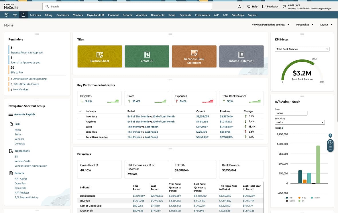 NetSuite SuiteAnalytics Reporting & Dashboards | NetSuite