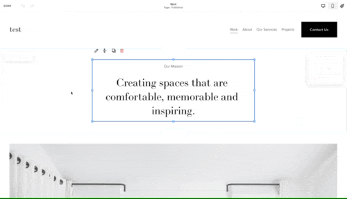 Animated GIF of Squarespace Designer