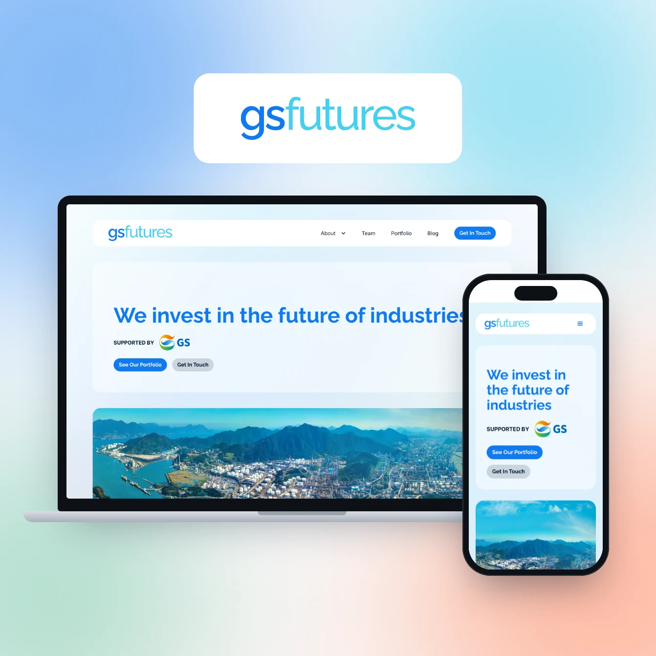 GS Futures website shown on a laptop and phone