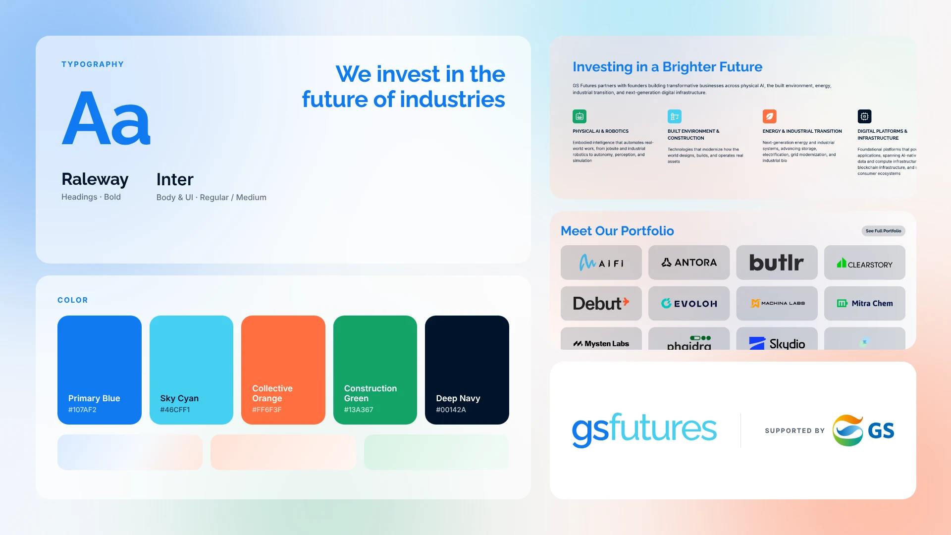 GS Futures typography, color palette and logo lockup
