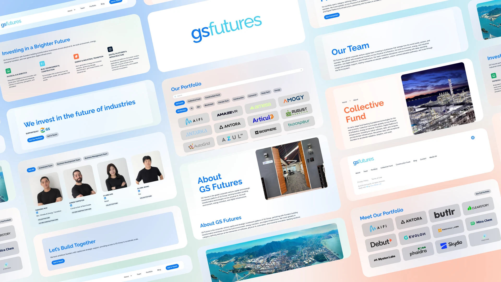 Collage of GS Futures website pages