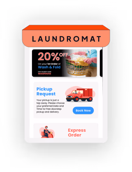 Graphical illustration of a laundromat