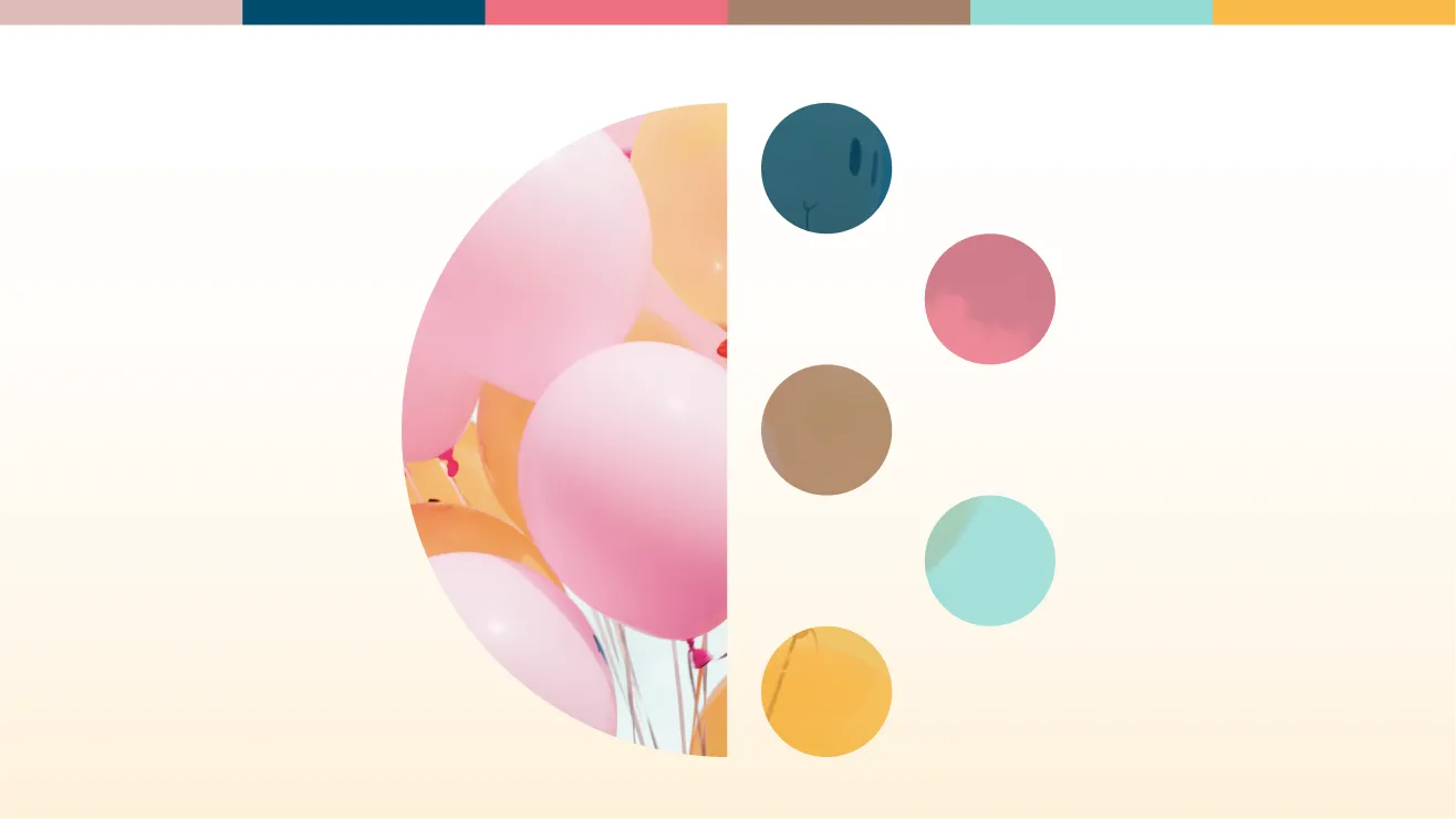 BeDoWin360 Capital brand visuals showing balloons and a versatile color palette for a flexible financial design system.