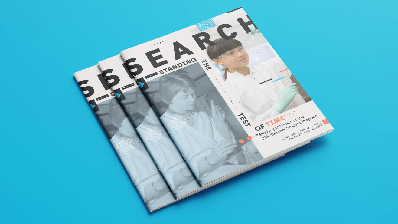 Covers of SEARCH Magazine centennial issue, highlighting the Summer Student Program with bold typography and photography.