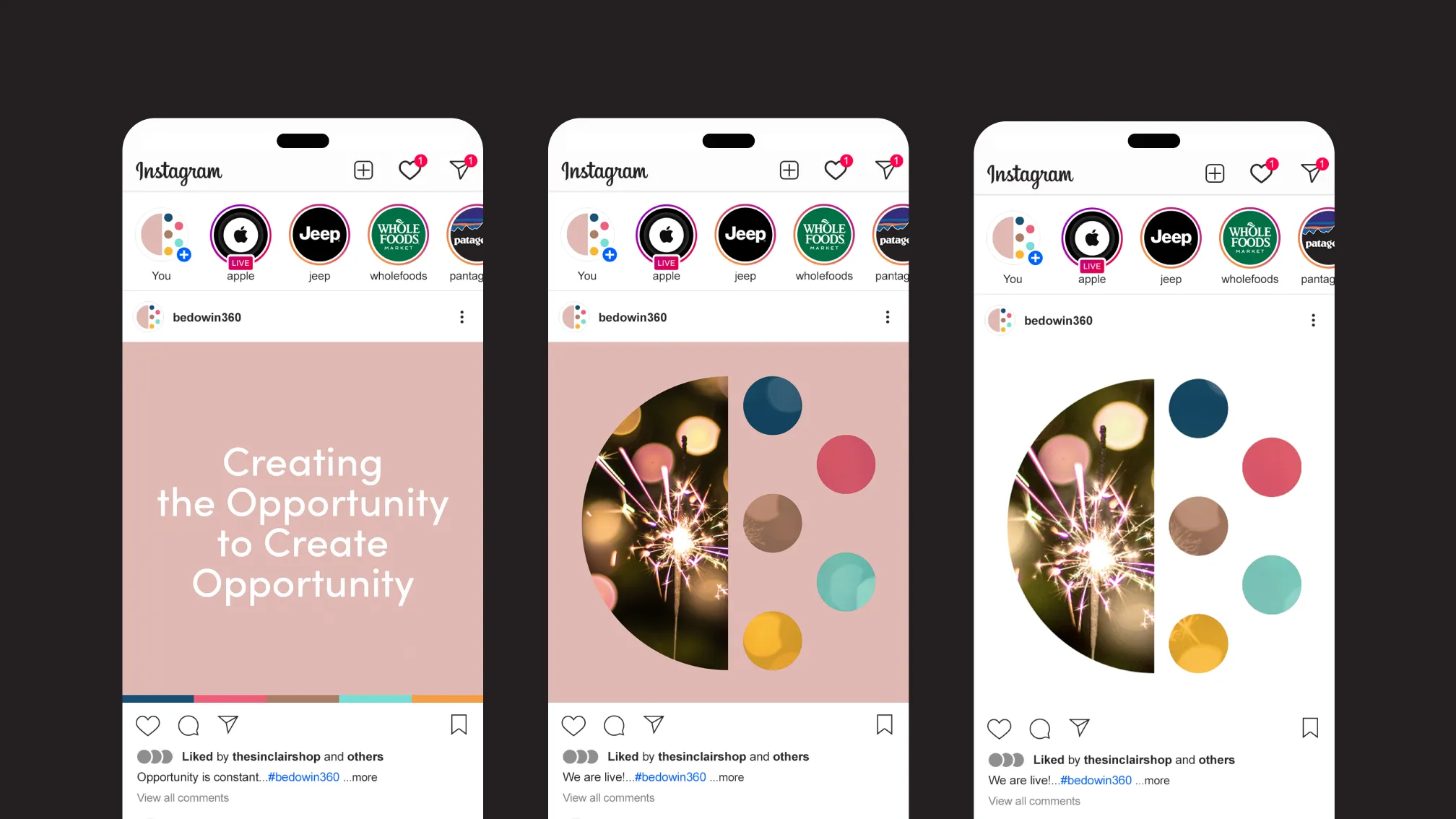 BeDoWin360 brand visuals applied across social media post templates.
