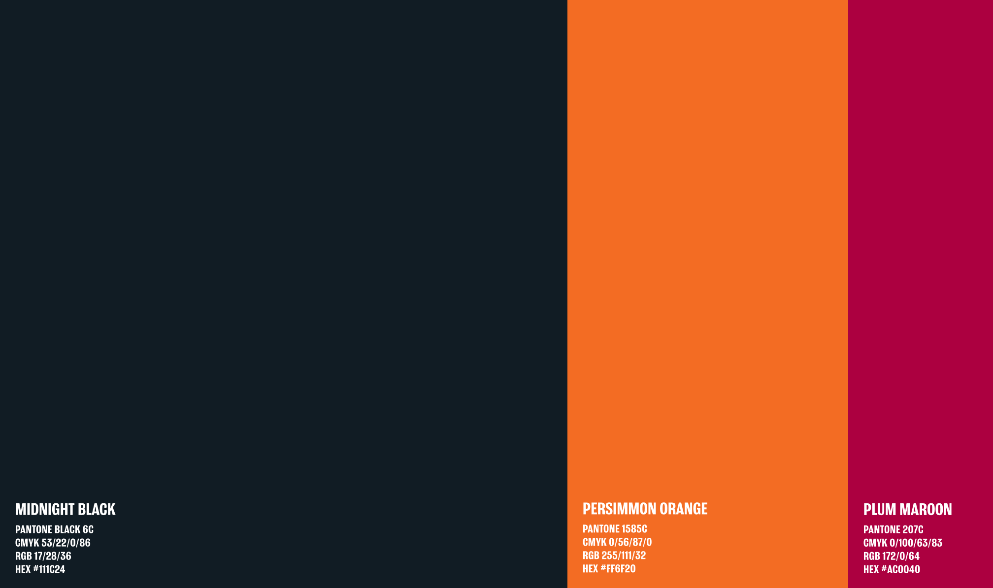 Sun Moon Studio brand color palette featuring black, orange, and deep red.