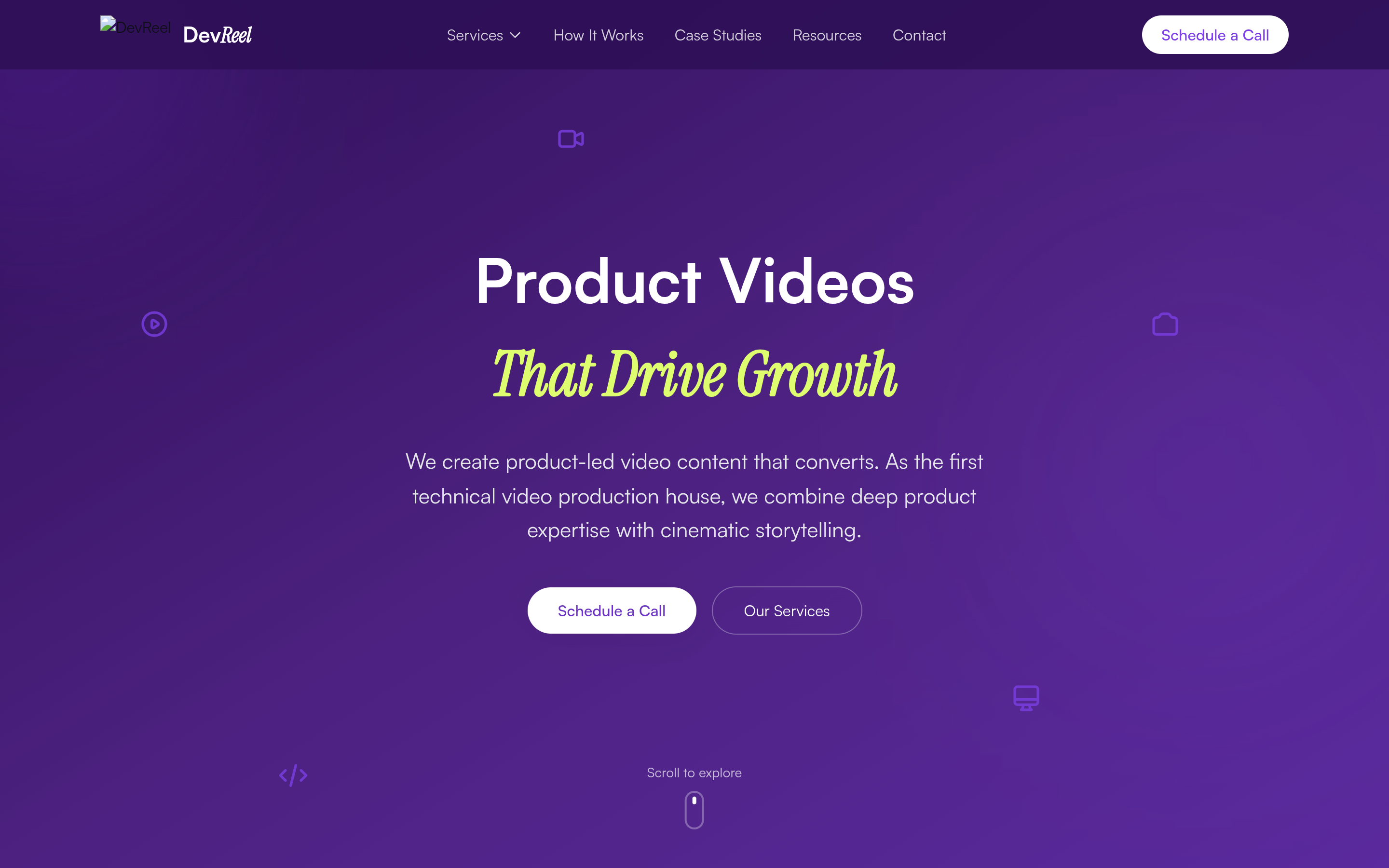 DevReel homepage screenshot