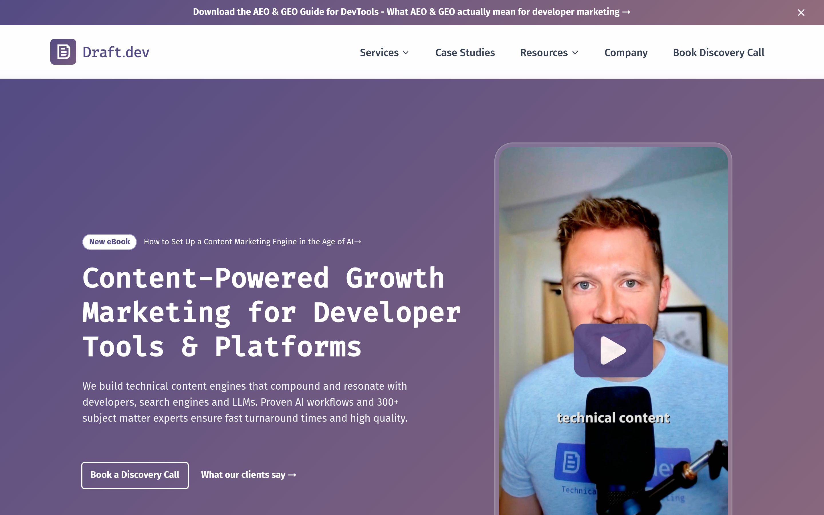 Draft.dev homepage screenshot