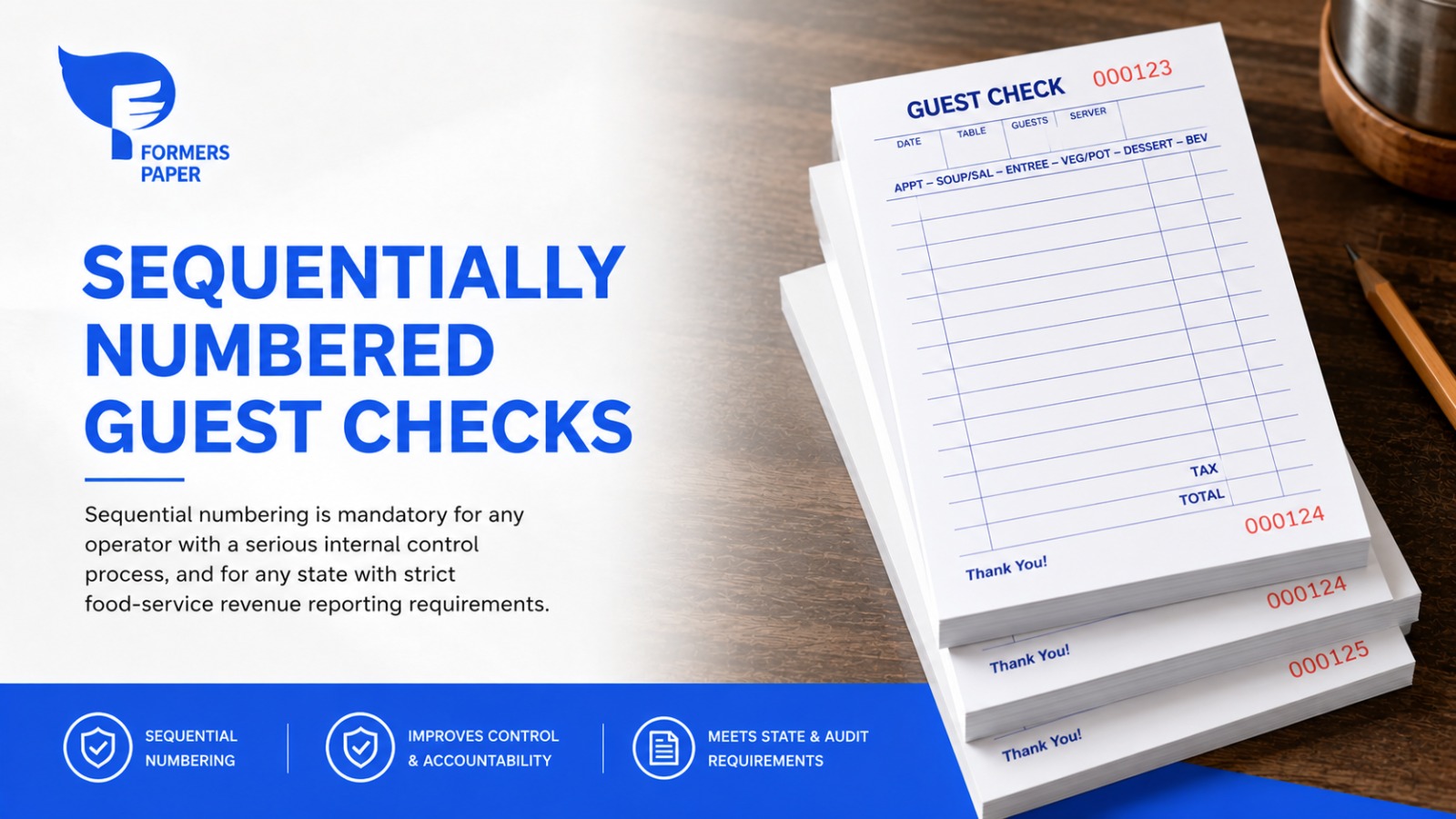 Sequentially Numbered Guest Checks