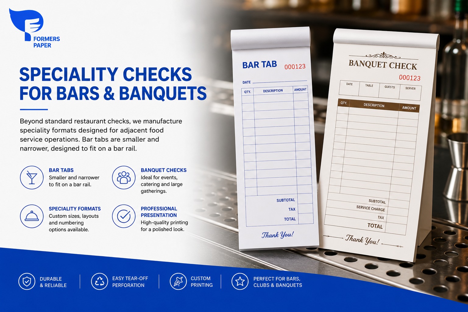 Speciality Checks for Bars & Banquets