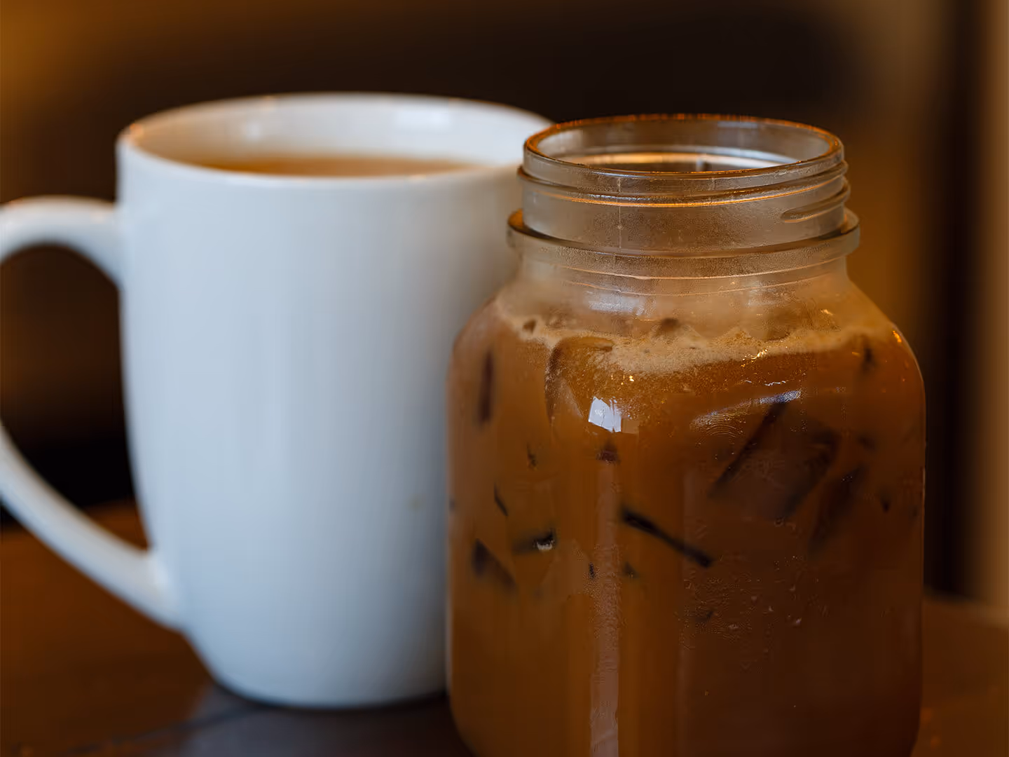 Mocha Java in mug and glass jar