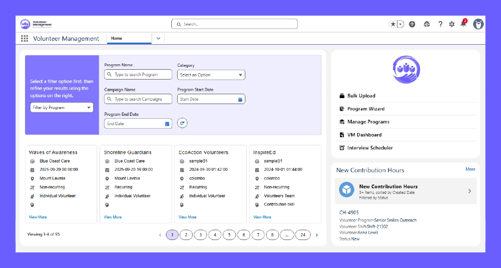 Manage Volunteer Programs - Volunteer Management (Lightning)