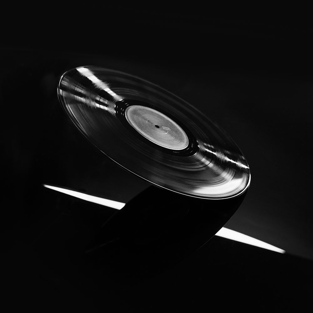 Black record on black background