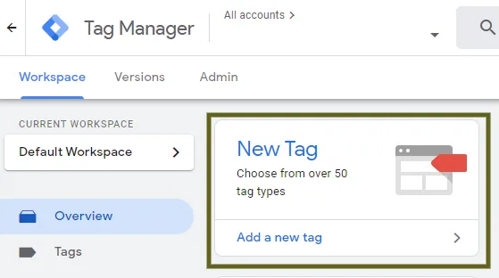 Tag Manager - Add a new tag