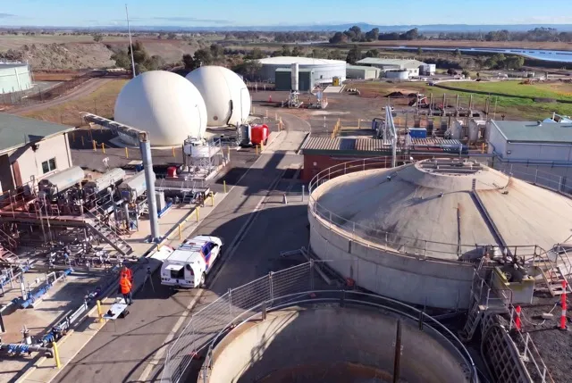 Digesters and tanks at the Melton wastewater treatment plant