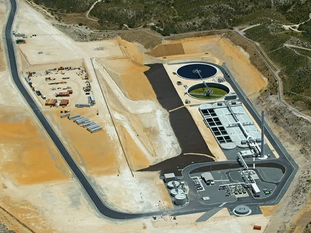 Aerial view of the Alkimos wastewater treatment plant