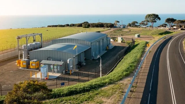 Desalination plant building on the Kangaroo Island coast