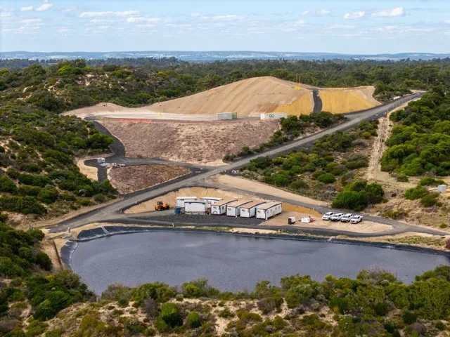 Aerial view of the Bunbury water recovery scheme storage basin