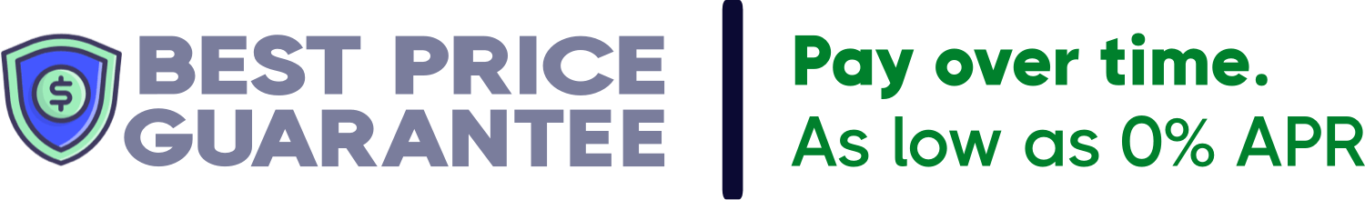 Badge for "Best Price Guarantee" and "Pay Over Time" financing at 0% interest