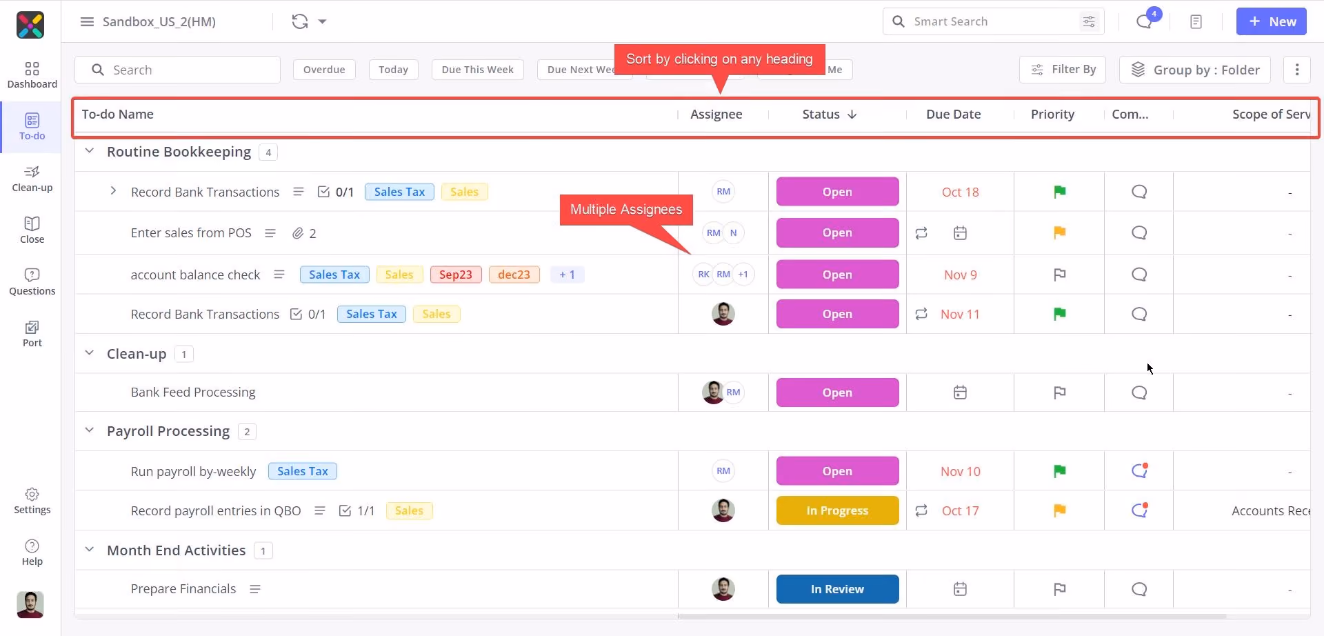 Sortable Columns in To-Do