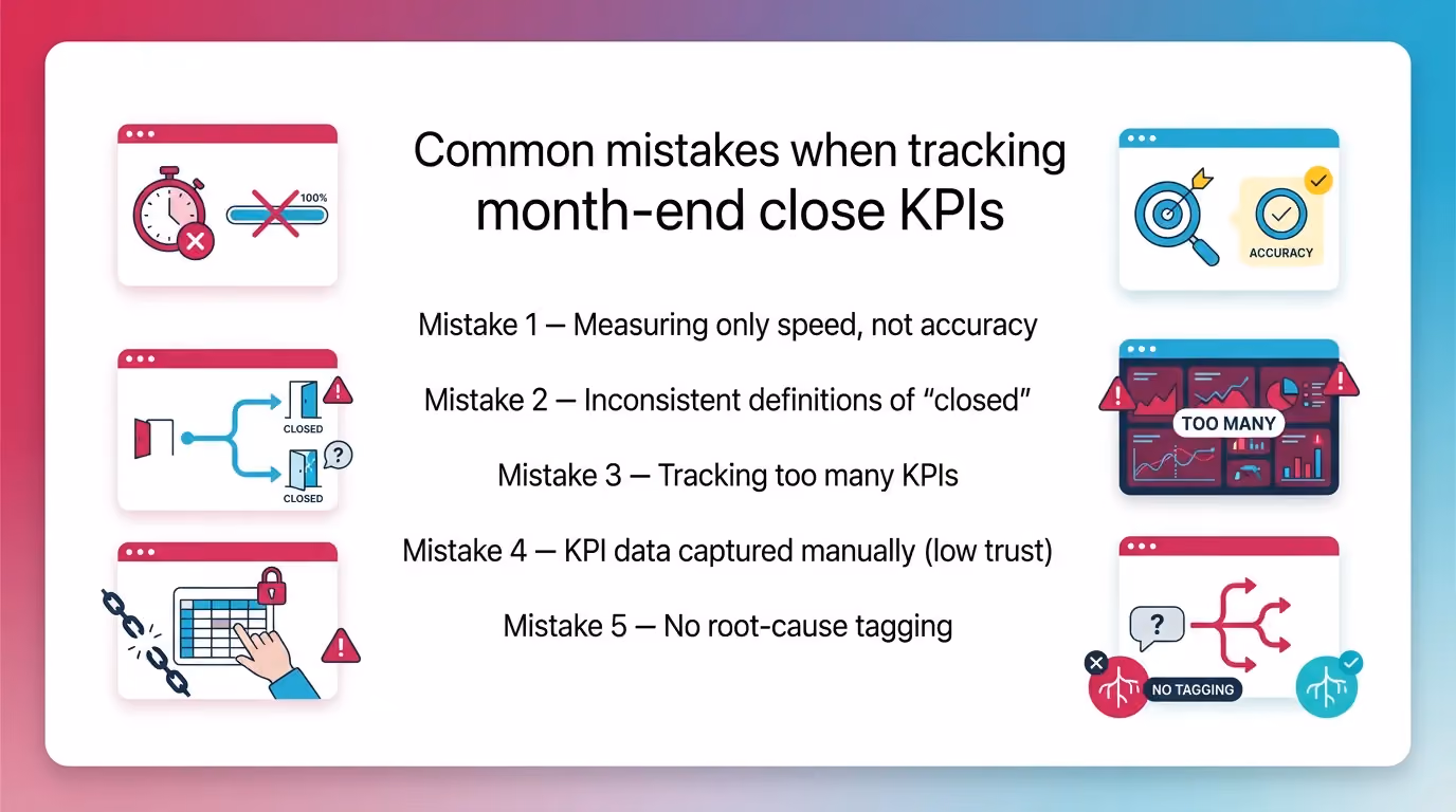 Common mistakes when tracking month-end close KPIs