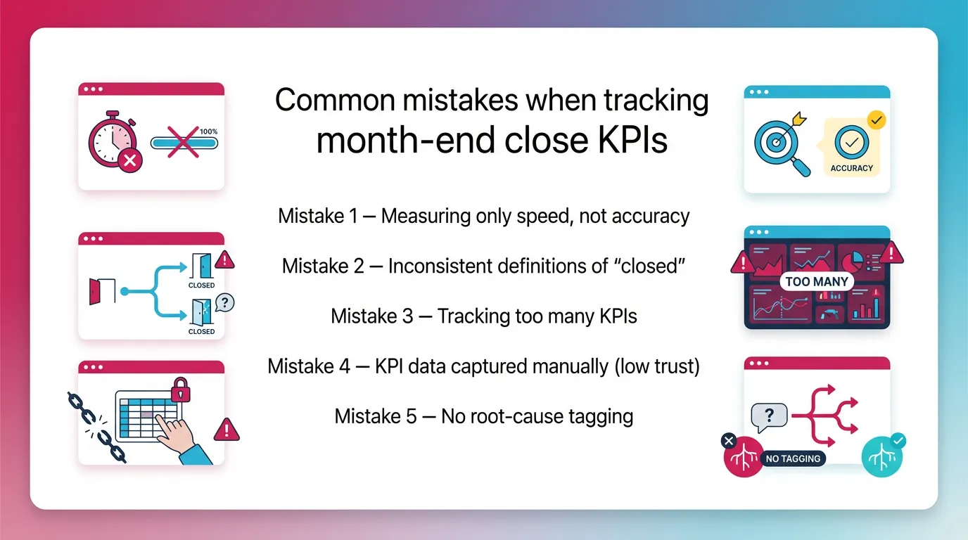 Common mistakes when tracking month-end close KPIs