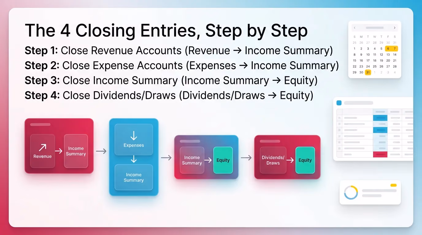 The 4 Closing Entries, Step by Step