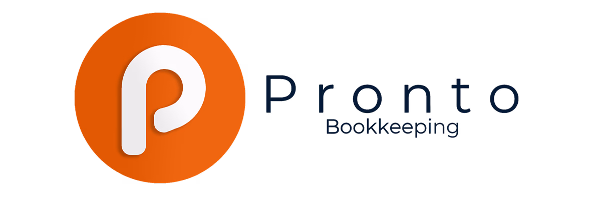 Pronto Bookkeeping logo with a white P on an orange circle.