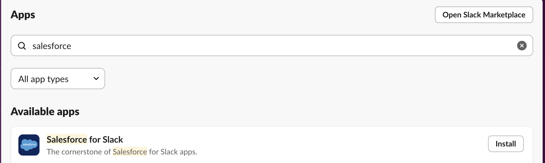 Salesforce for Slack app