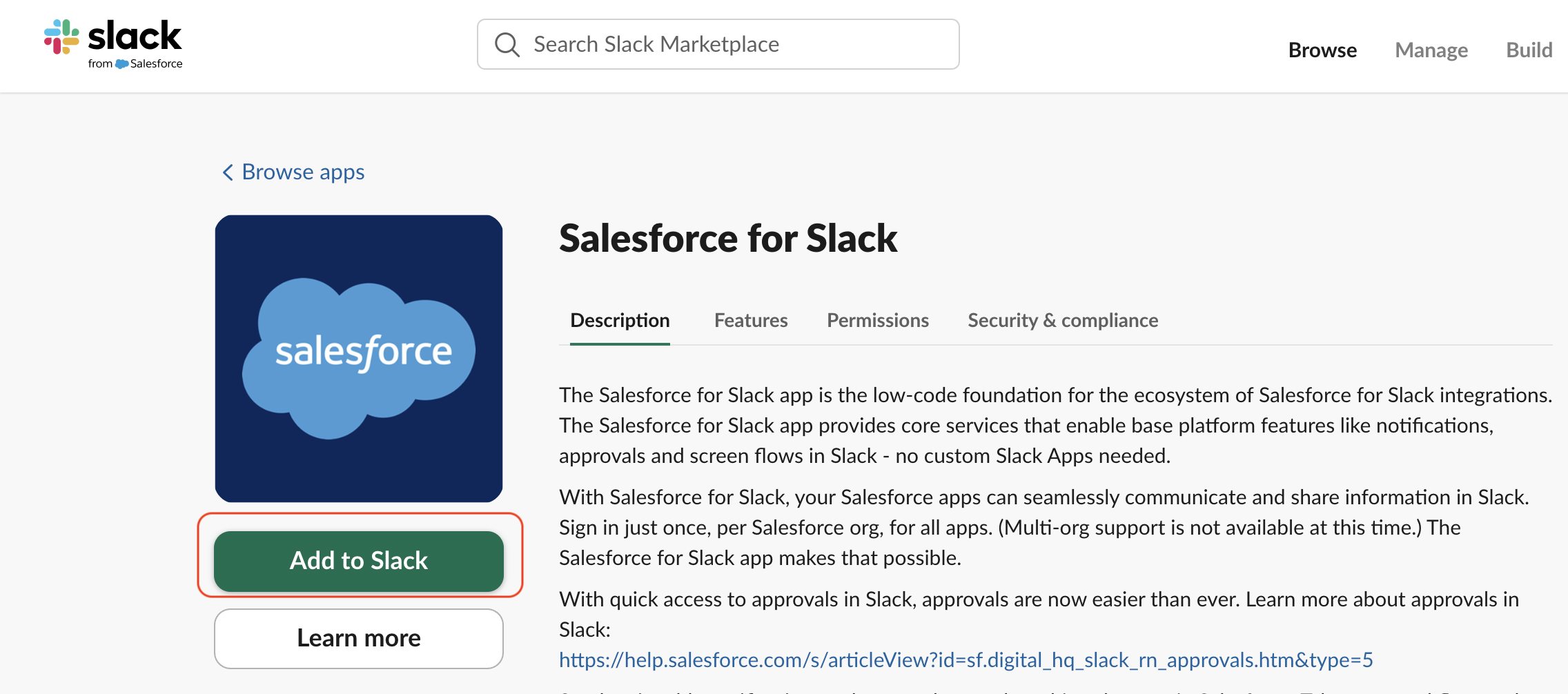 Salesforce for Slack application