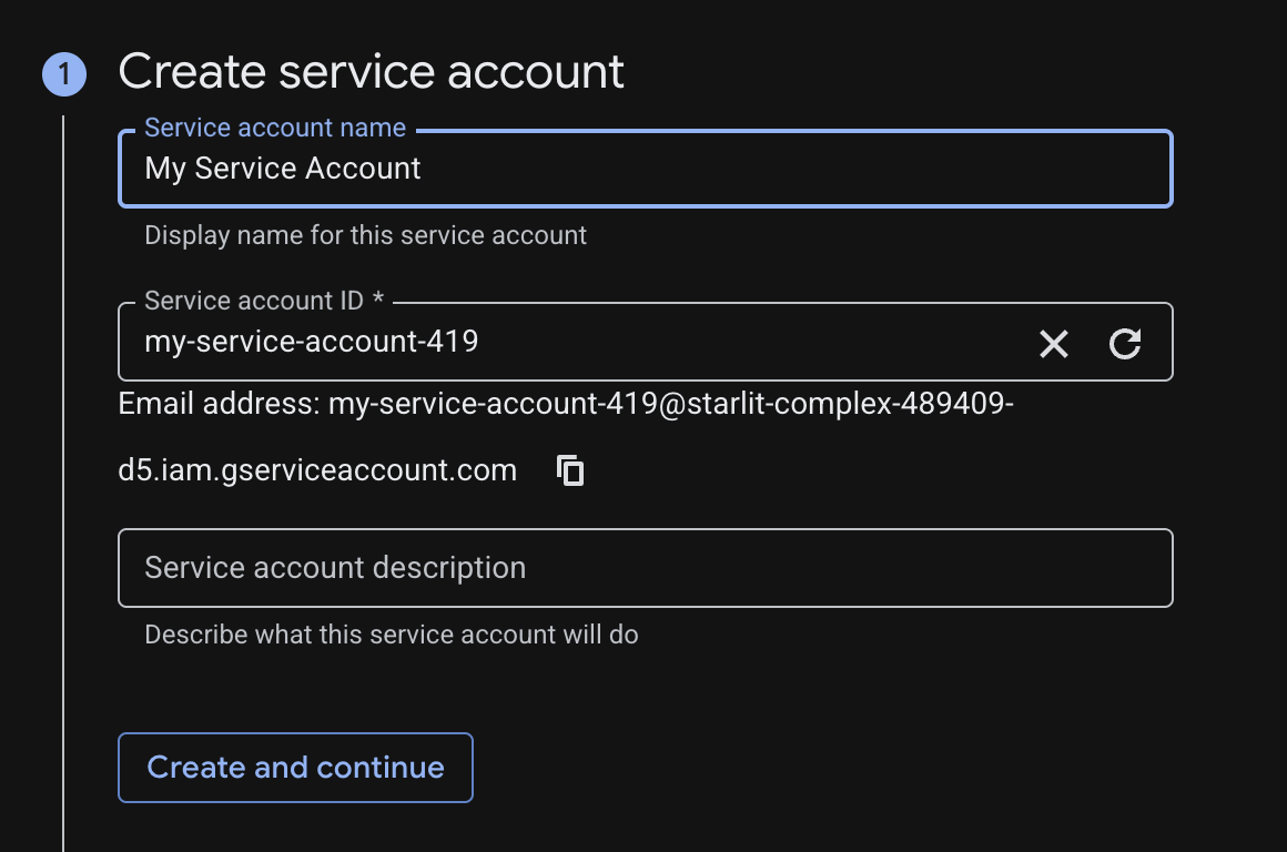 Figure 2. Enter a clear service account name and description.