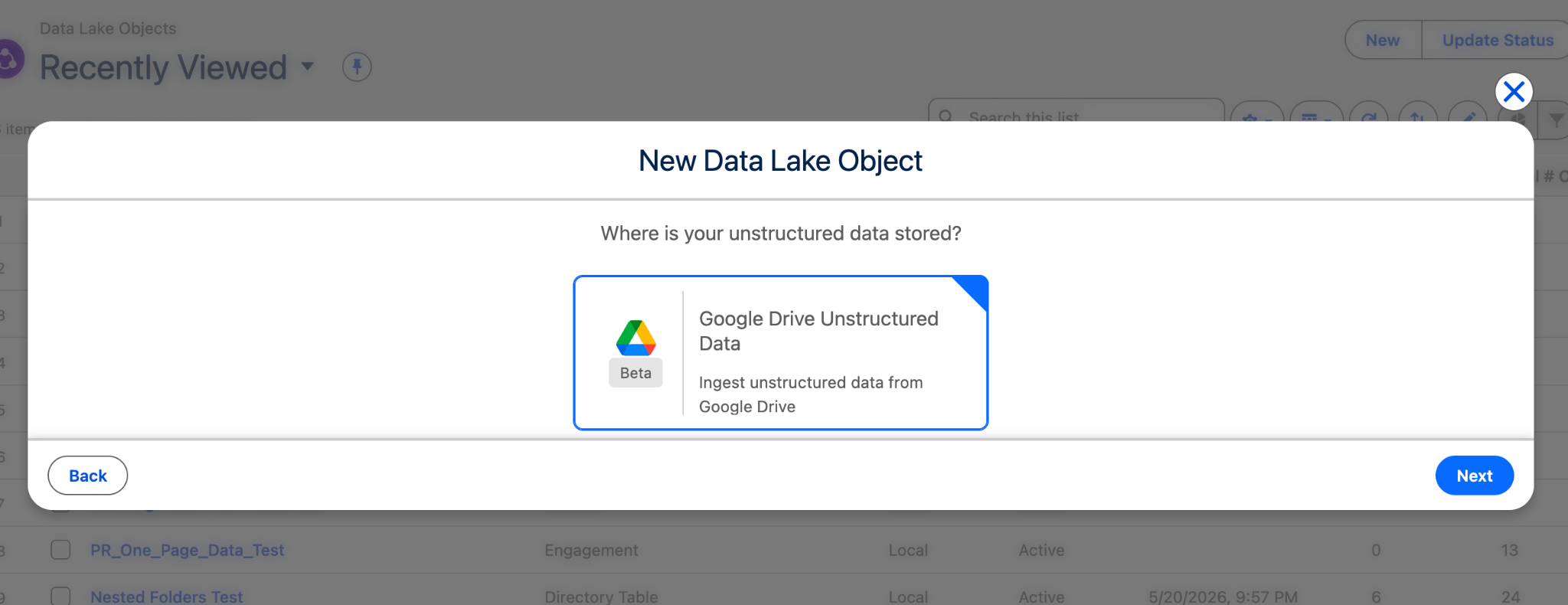 Figure 14. Select the external file source option.