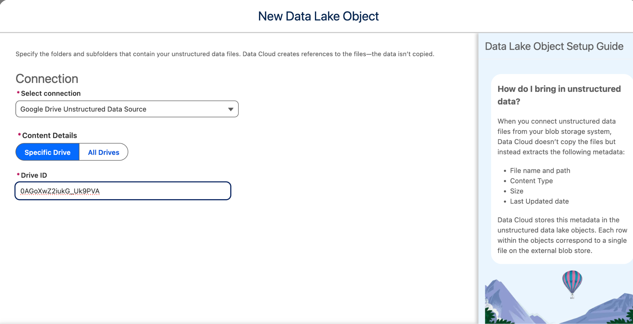 Figure 15. Select the Google Drive unstructured source.