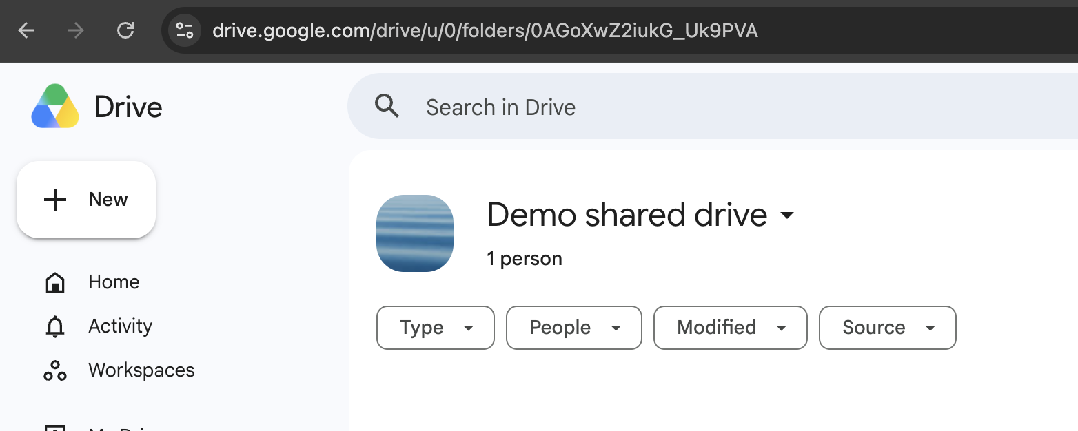 Figure 8. Find the Shared Drive ID in the Google Drive address.