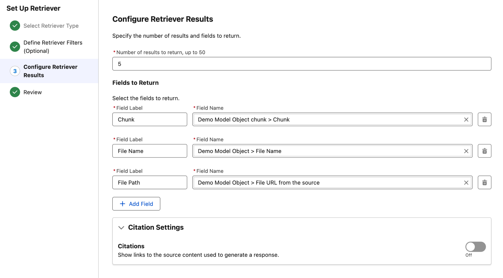 Figure 25. Return the text chunk, file name, URL, and up to five matching passages.
