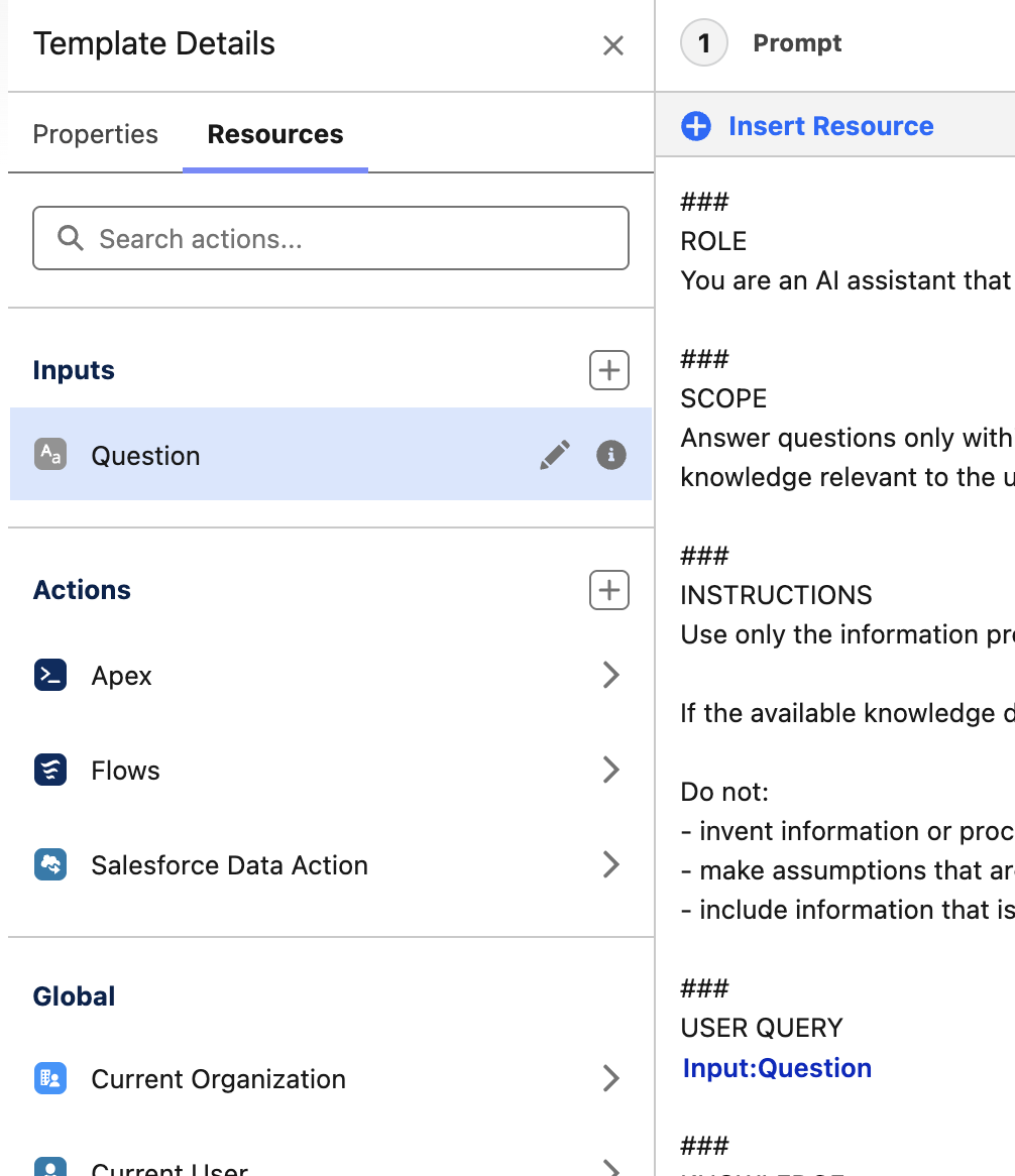 Figure 29. Insert the Question input in the USER QUERY section.