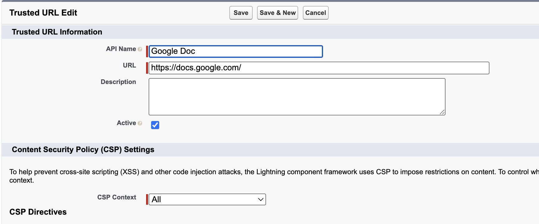 Figure 42. Add the approved Google Drive source under Trusted URLs.