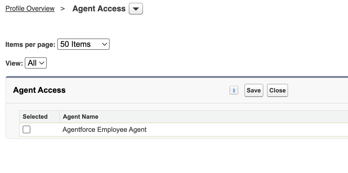 Figure 43. Assign access to the Agentforce employee agent.